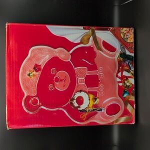 Vintage Mikasa Crystal Christmas Holiday Bear platter snack tray in box